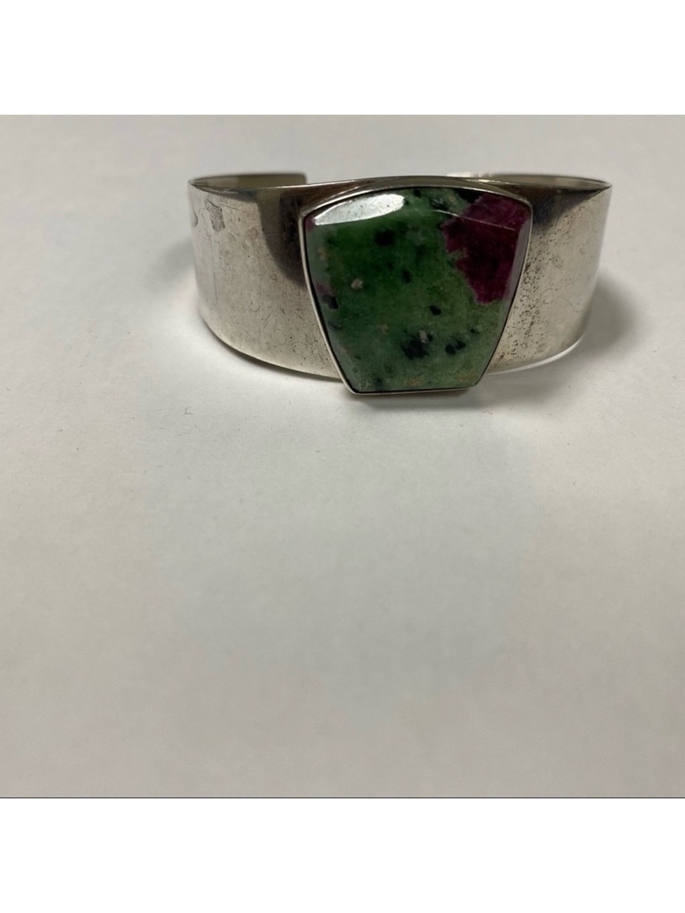 JAY KING DTR BRACELET STERLING SILVER CUFF GREEN RED NATURAL STONE SIGNED 41.5 g